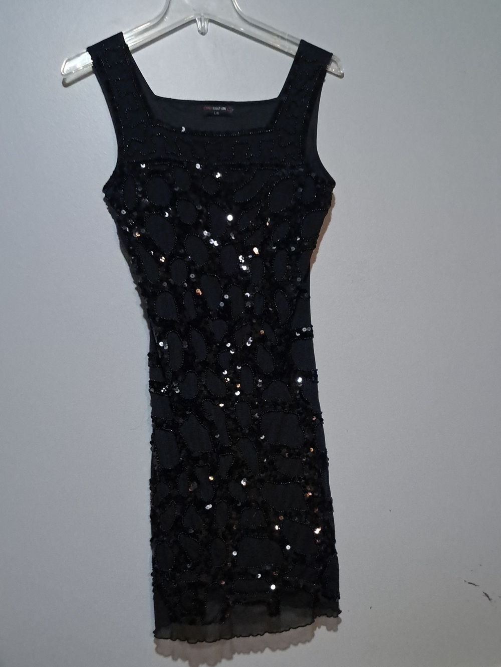 Black Sequin Sleeveless Mini Dress. Evening Wear. Elegant. Sparkle.